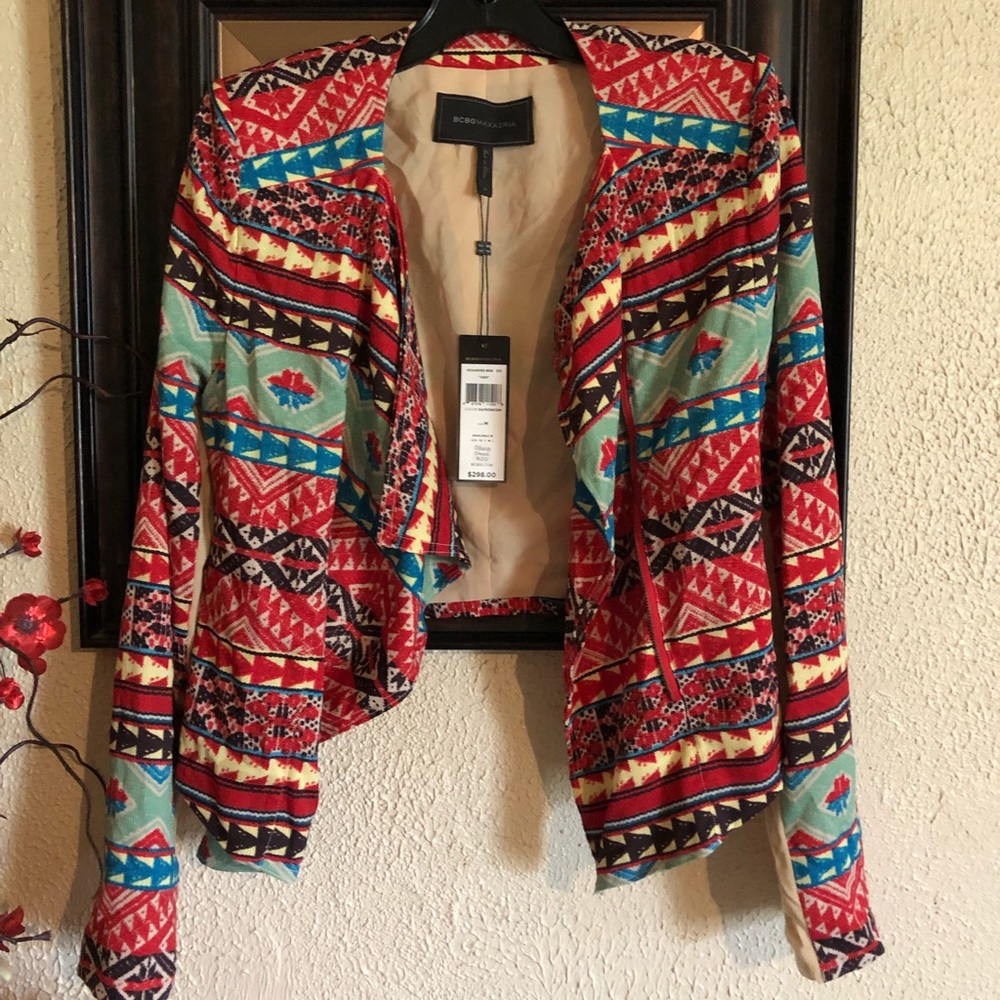 BCBG Maxazria Ash tribal abstract jacket NWT Sz M